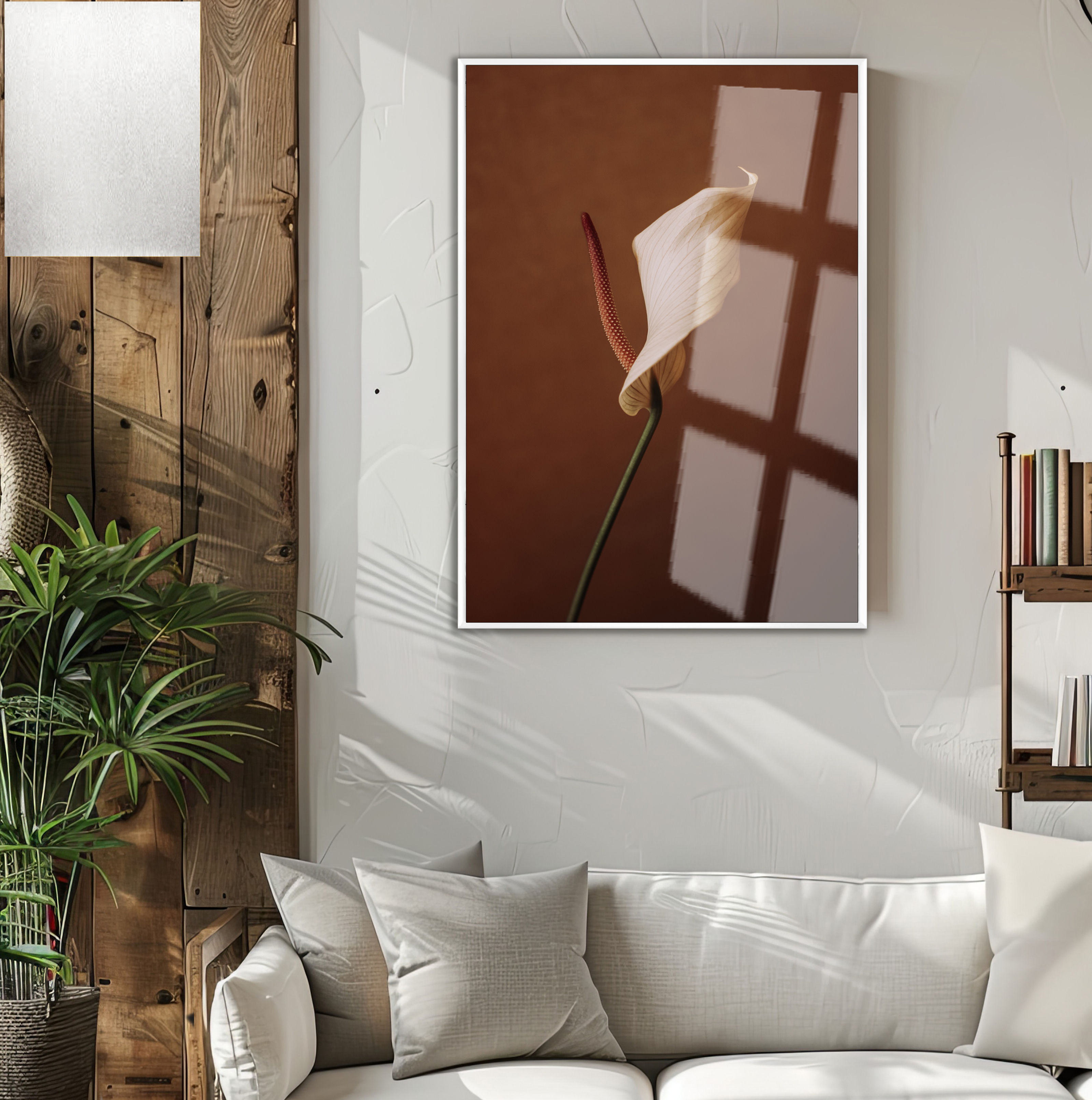 BEYAZ RETRO ANTORYUM MODELİ | ÇERÇEVELİ TEMPERLİ CAM TABLO TEKLİ DİKEY