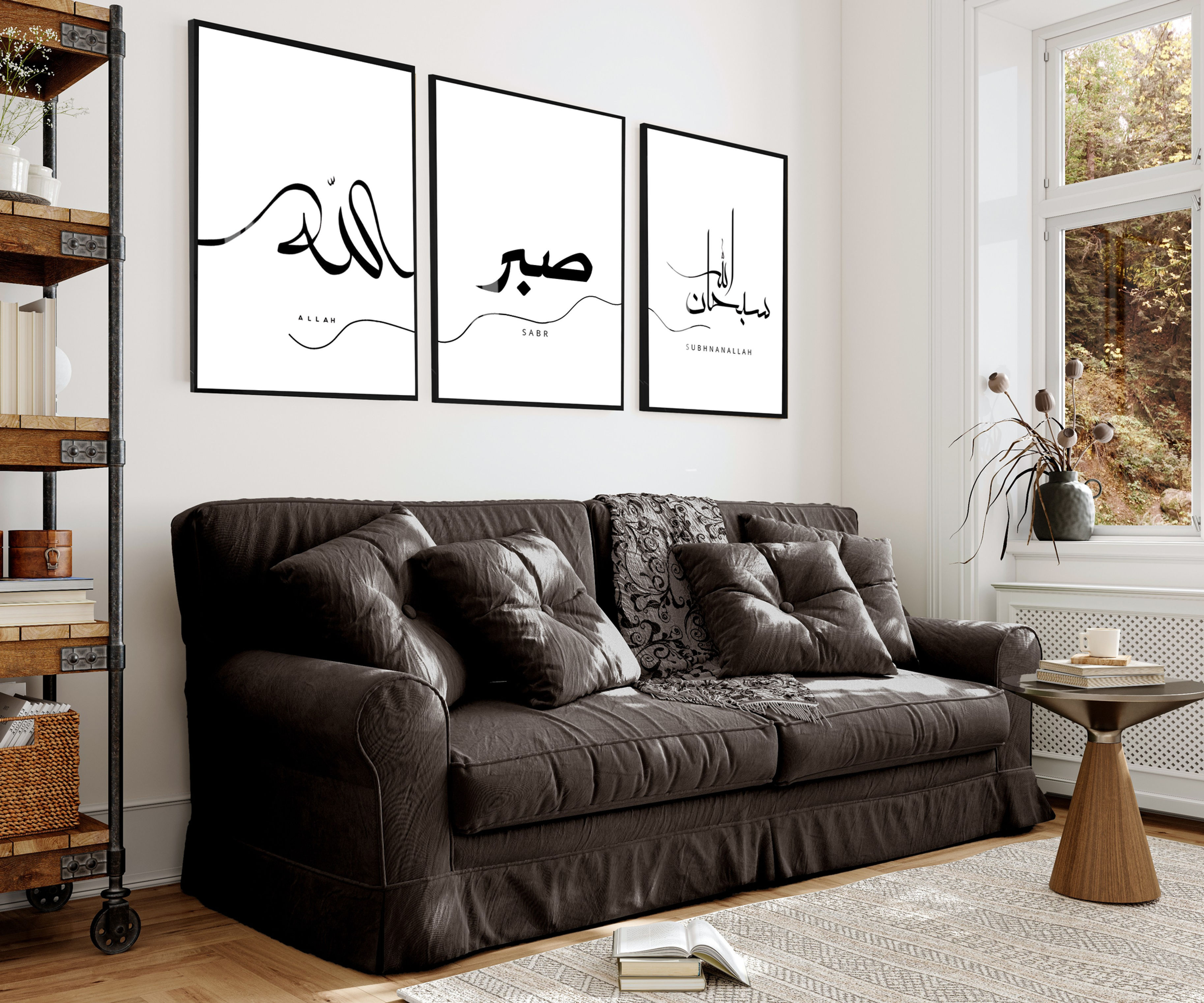 SABIR-MUHAMMED-SUBHANALLAH MİNİMAL KOMBİN |ÇERÇEVELİ CAM TABLO 3LÜ DİKEY