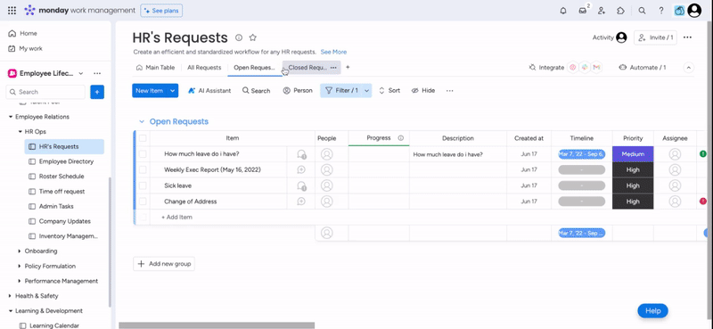 monday forms email ticketing