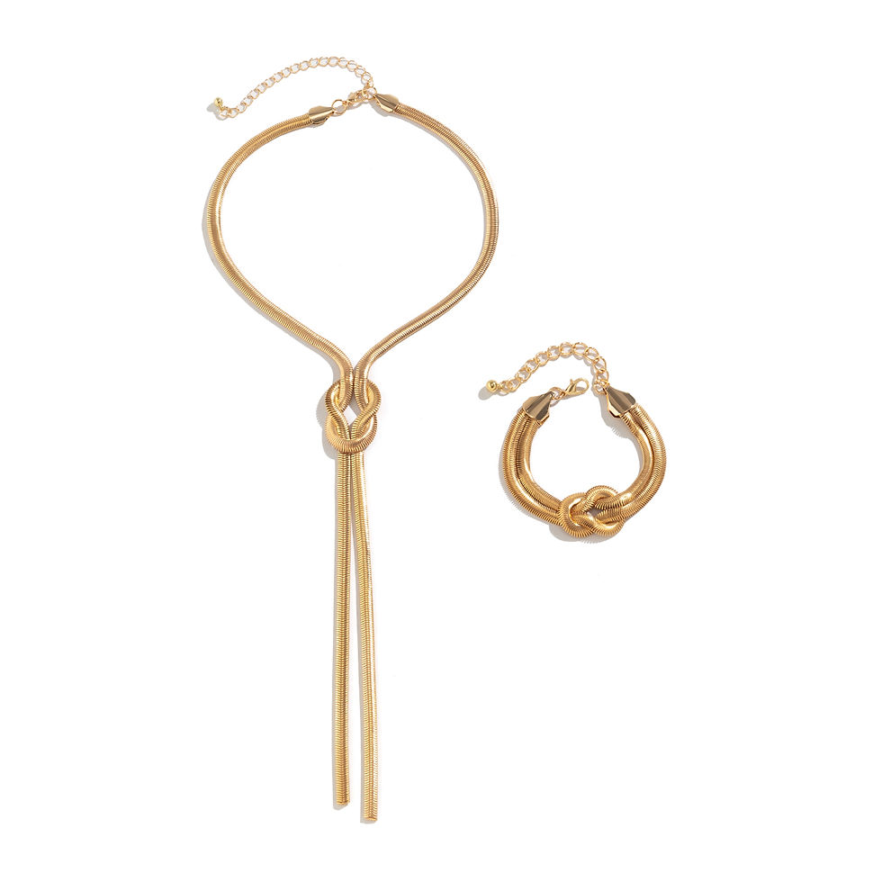 Thumbnail: 2Pcs/Set Sexy Smooth Long Snake Twisted Chain Necklace Bracelet for Women Vintag