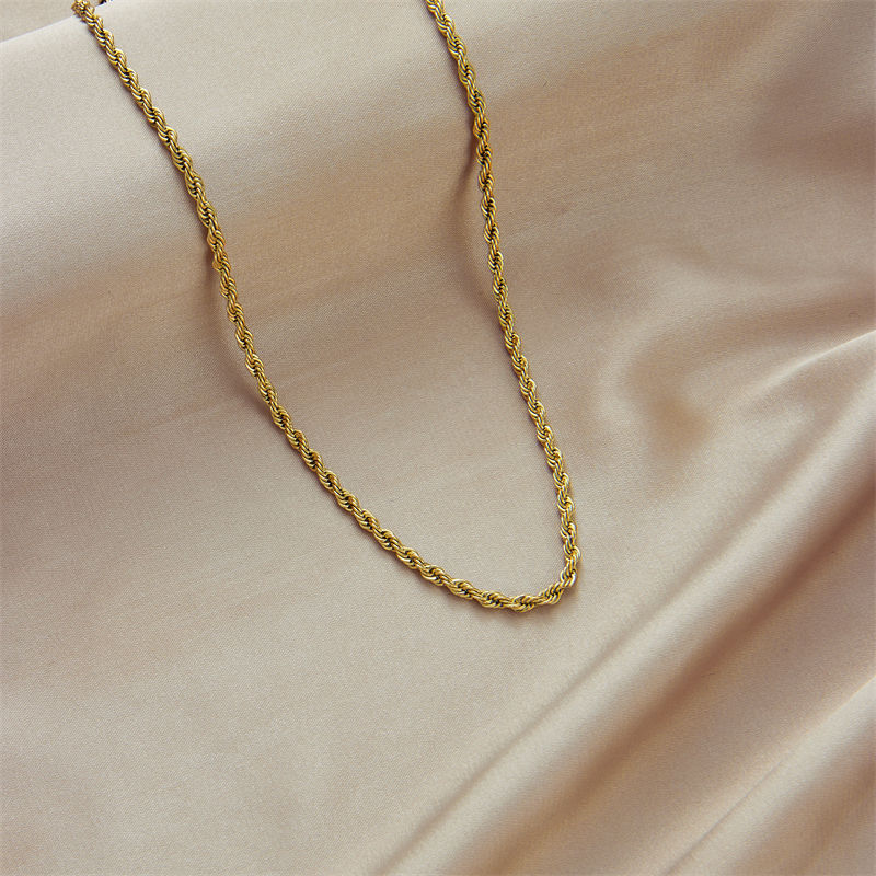 Miniatura: DIEYURO 316L Stainless Steel Gold Color Chain Necklace Bracelets For Women Girl 