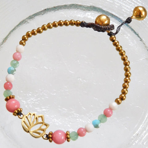 ロータス + メノウ  ブレスレット　4色
