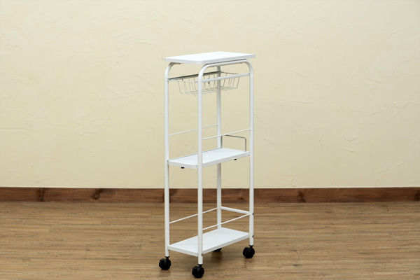 サムネイル： すき間収納キッチンワゴン　WAL/WH