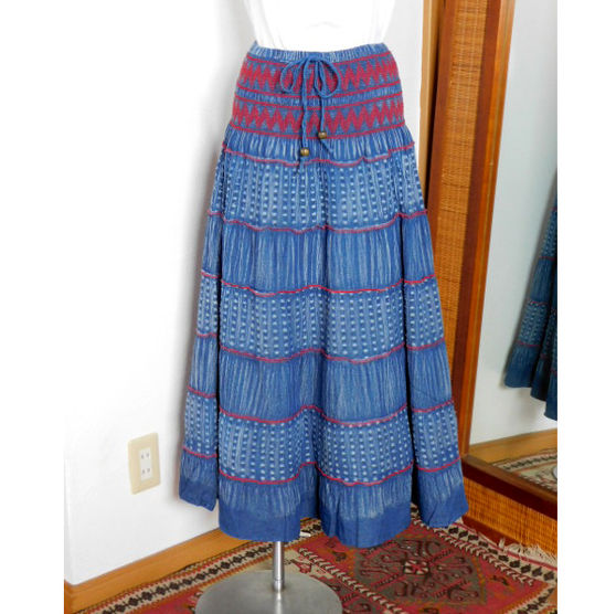 デニムブルー  ティアードスカート