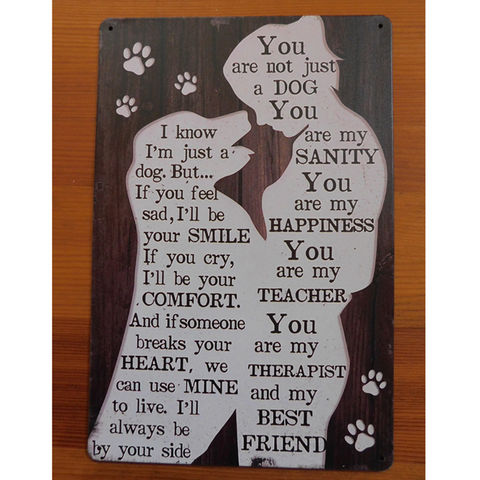 ビンテージ風 ブリキ看板　（ワンちゃんと私）