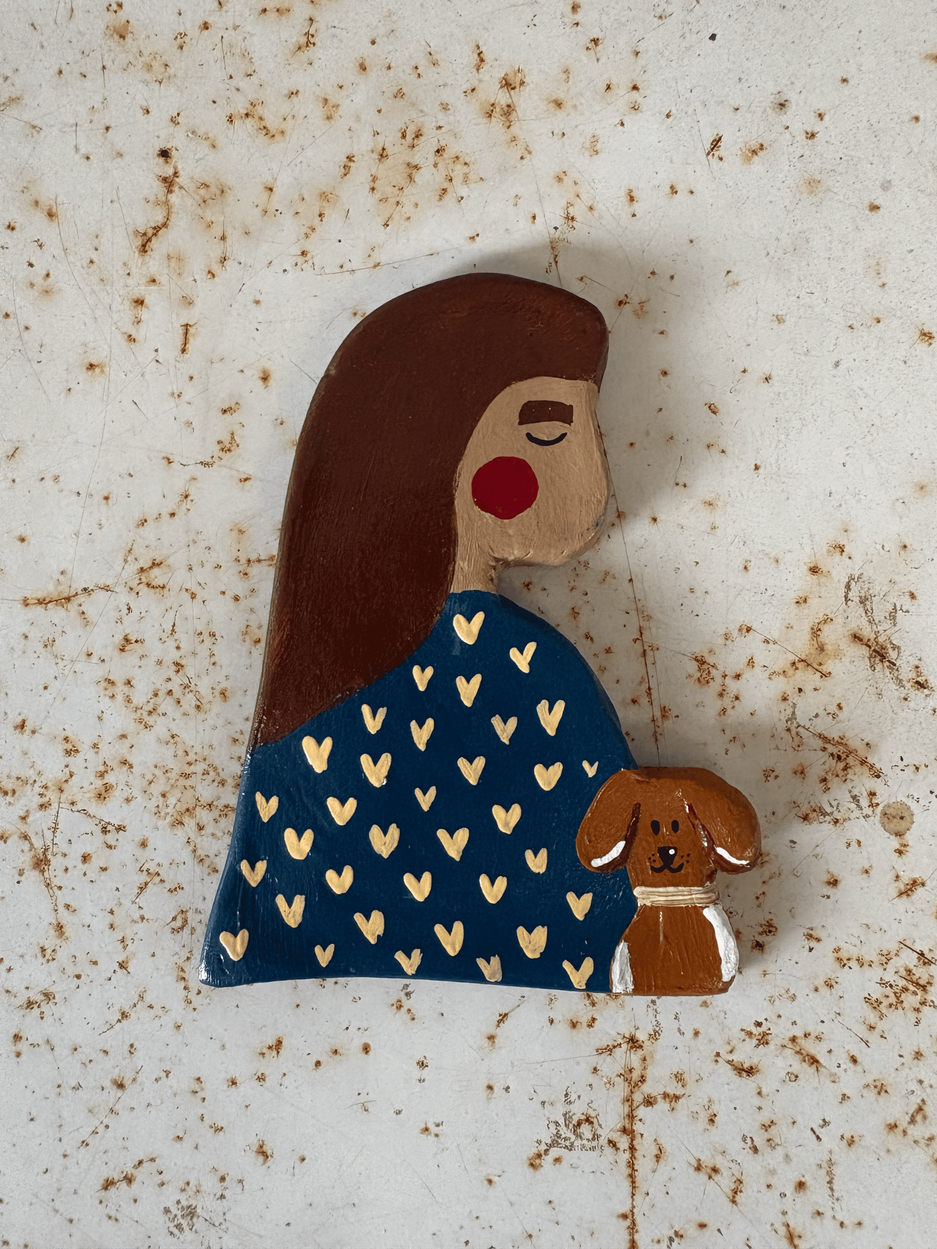 Menina em cerâmica - Com Dog