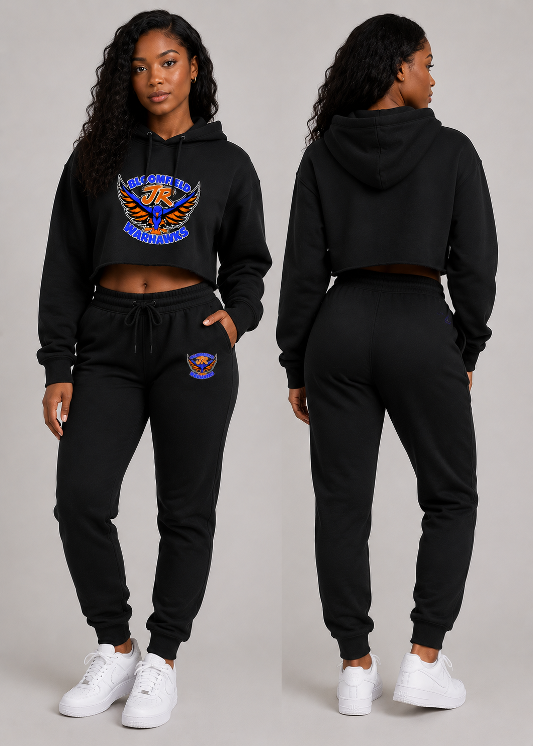 NEW Woman's Crop Bloomfield Jr Warhawks Sweatsuit