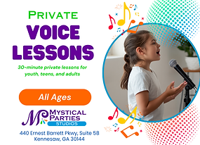 Private voice lessons in Kennesaw GA at Mystical Parties Studios