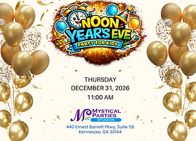 Noon Years Eve party for kids in Kennesaw GA Mystical Parties Studios