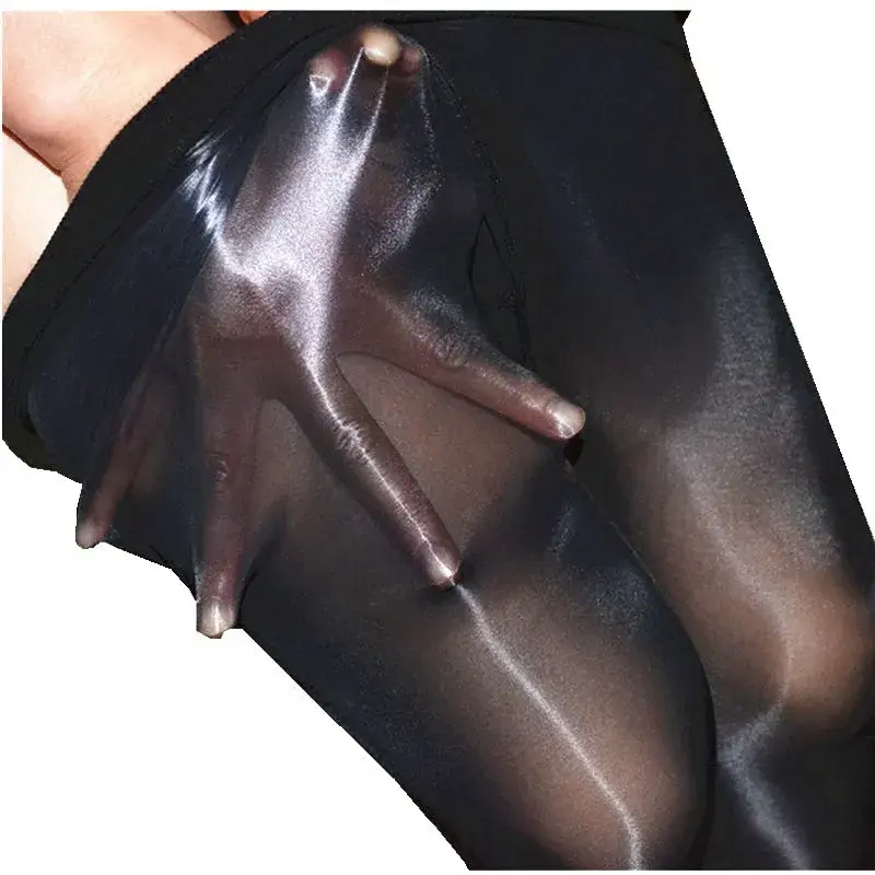High Waist Oil Shiny Tights for Women Lingerie Hot Ultrathin 1-Line Gloss Sexy