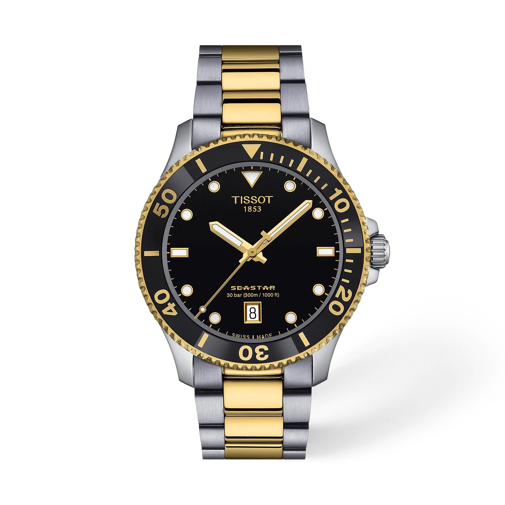 Tissot Seastar 1000 40mm T120.410.22.051.00 — Front view of the watch Tissot Seastar 1000 40mm with shadow