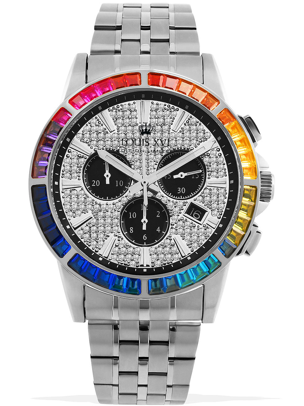 Louis XVI LXVI1121 Majeste Iced Out Chronograph mens watch 43mm 5ATM