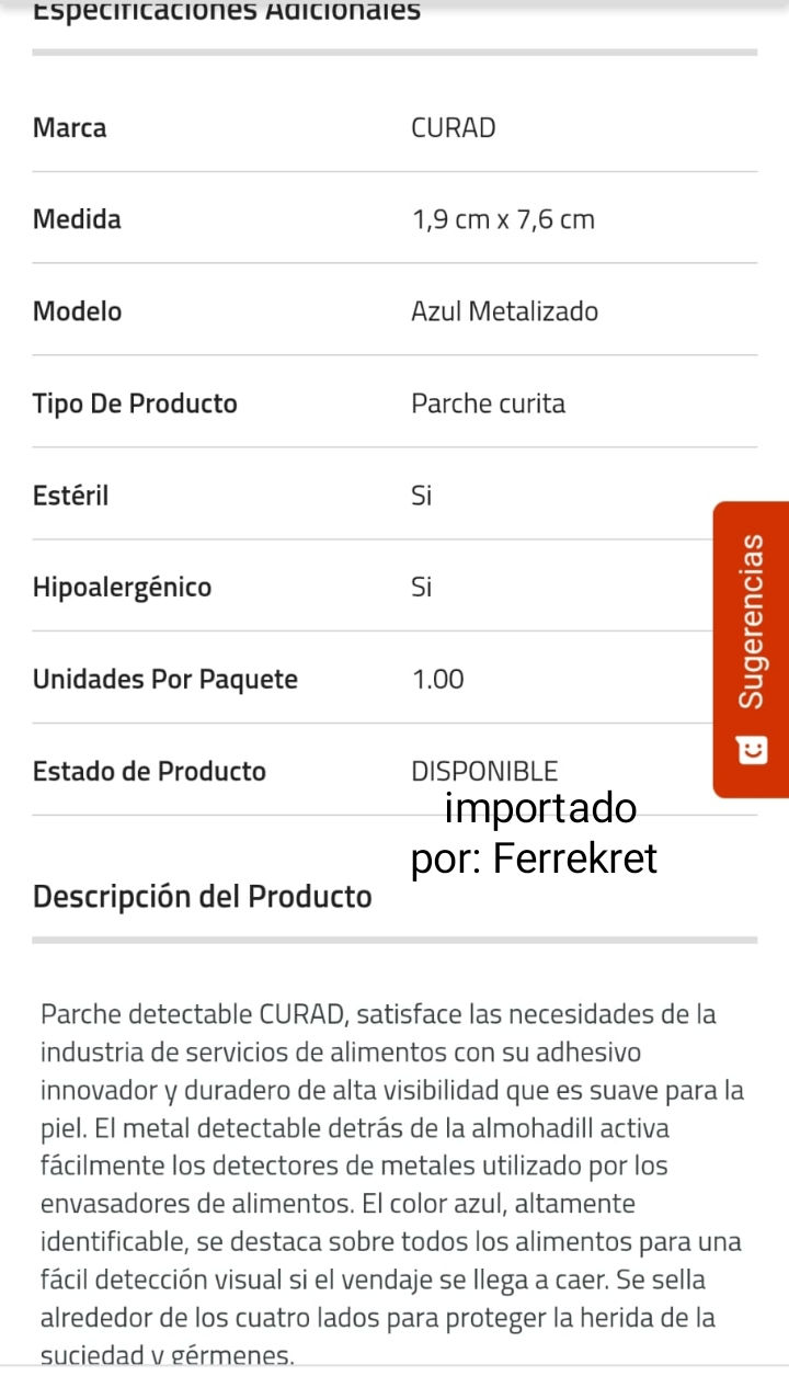 Miniatura: Curita Bpm sin látex azul con detección de metal bandit Ecuador Colombia Panamá 