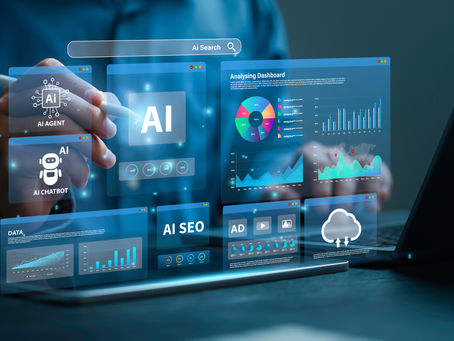 Various analytic graphs and charts floating