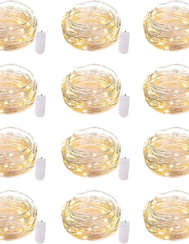 A series of fairy lights run on a battery pack.