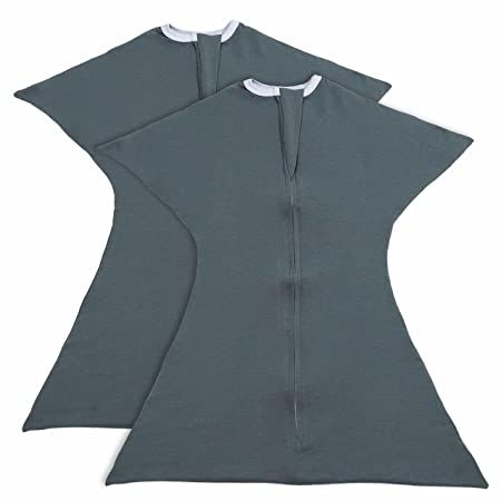 Two dark gray zipadee sleep sacks.