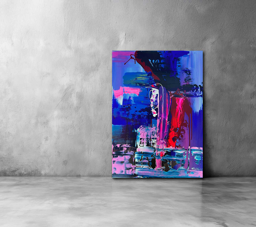 SCHWARZ ZU BLAU – Acryl auf Leinwand. Originalkunst von Karin Döring, ein Werk zwischen Ende und Anfang, fragil, kraftvoll, voller Energie.