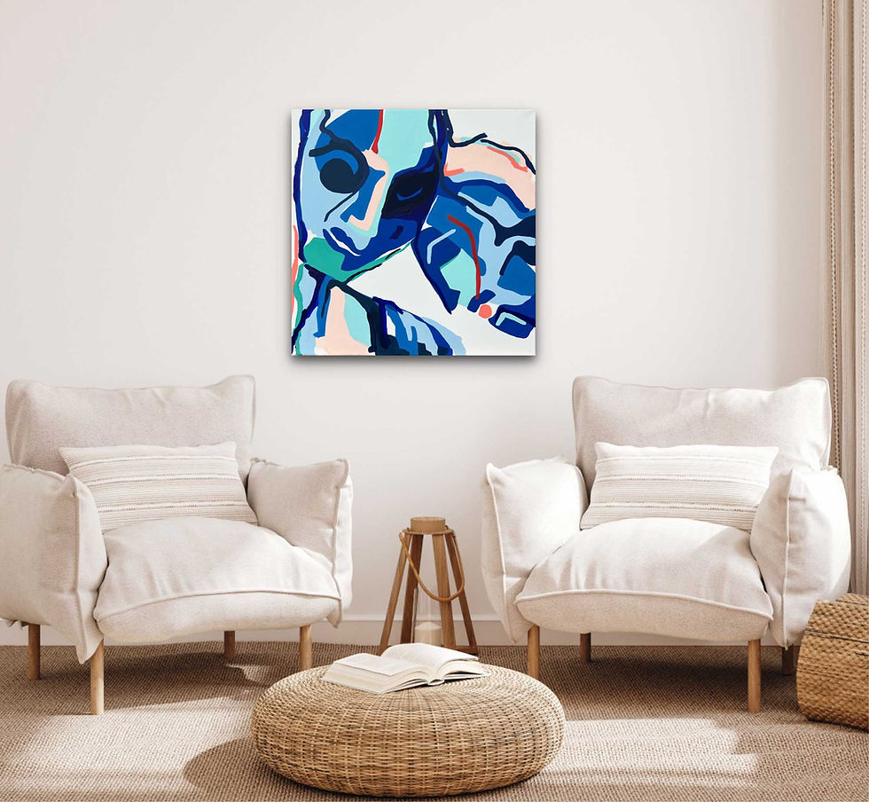 STILLE von Karin Döring. Abstraktes Acryl Gemälde auf Leinwand, 60 x 60 cm. Ein Werk über Stille, Präsenz und innere Klarheit