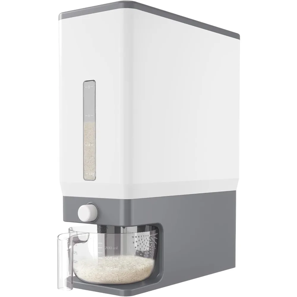 25Lbs Rice Dispenser Sealed Moisture Proof Storage Container with Measuring Cup