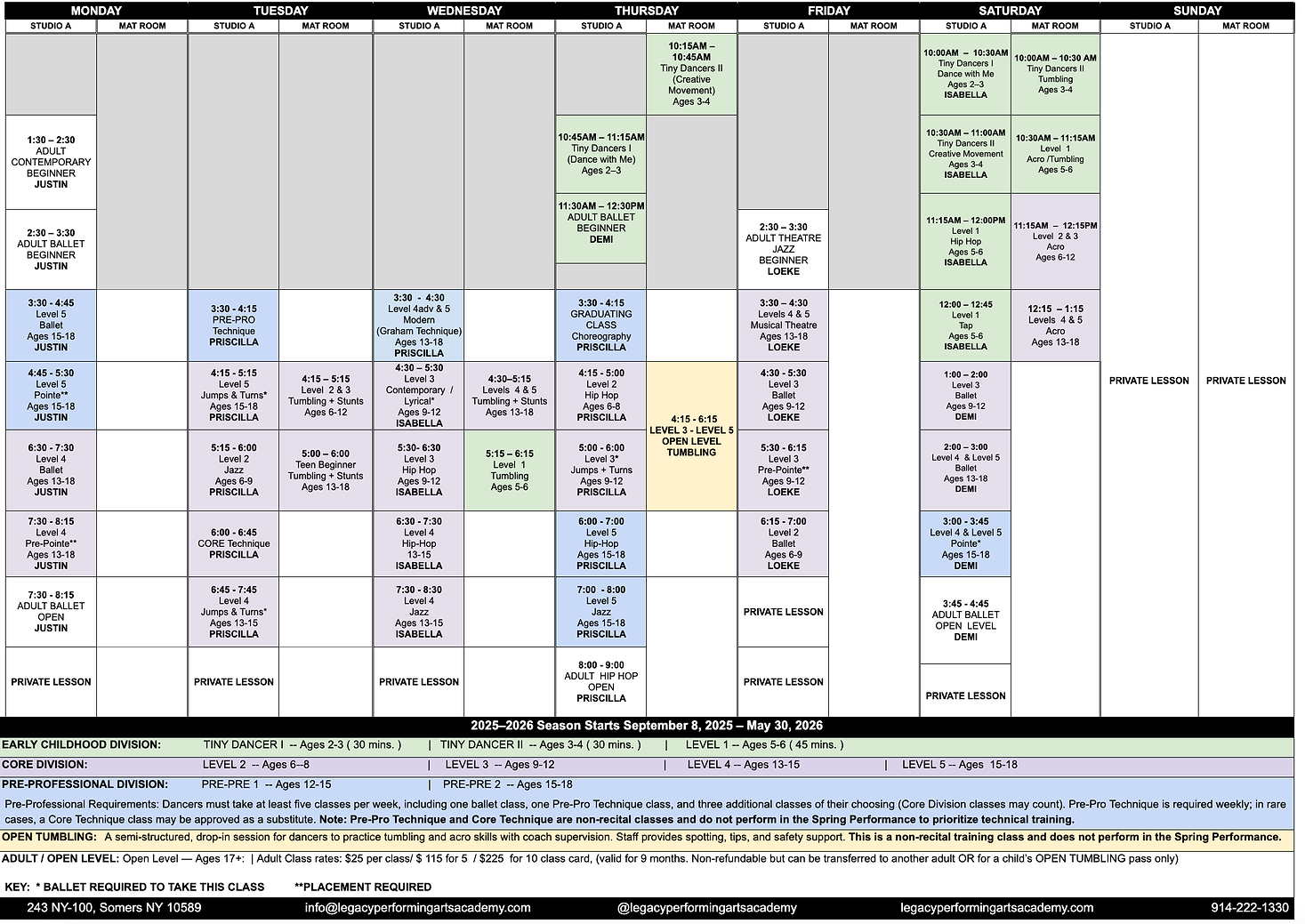 Legacy Schedule 9.8.25