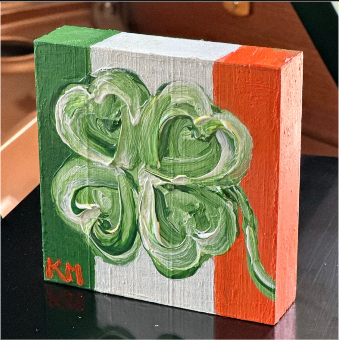 Irish Flag Shamrock -- Original Painting