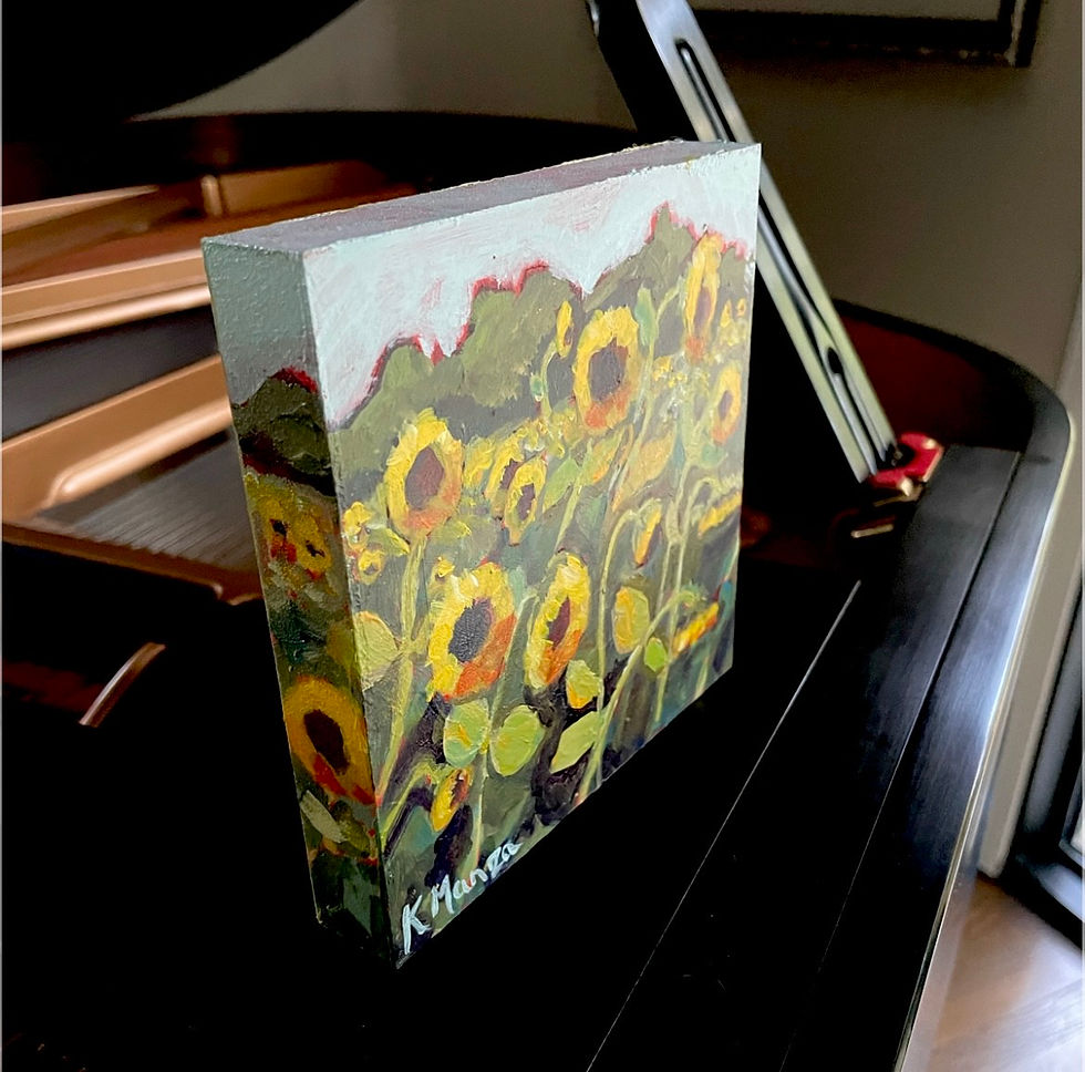 Thumbnail: Abstract Sunflower Field #1 Merri Mini #115 -- Original Art