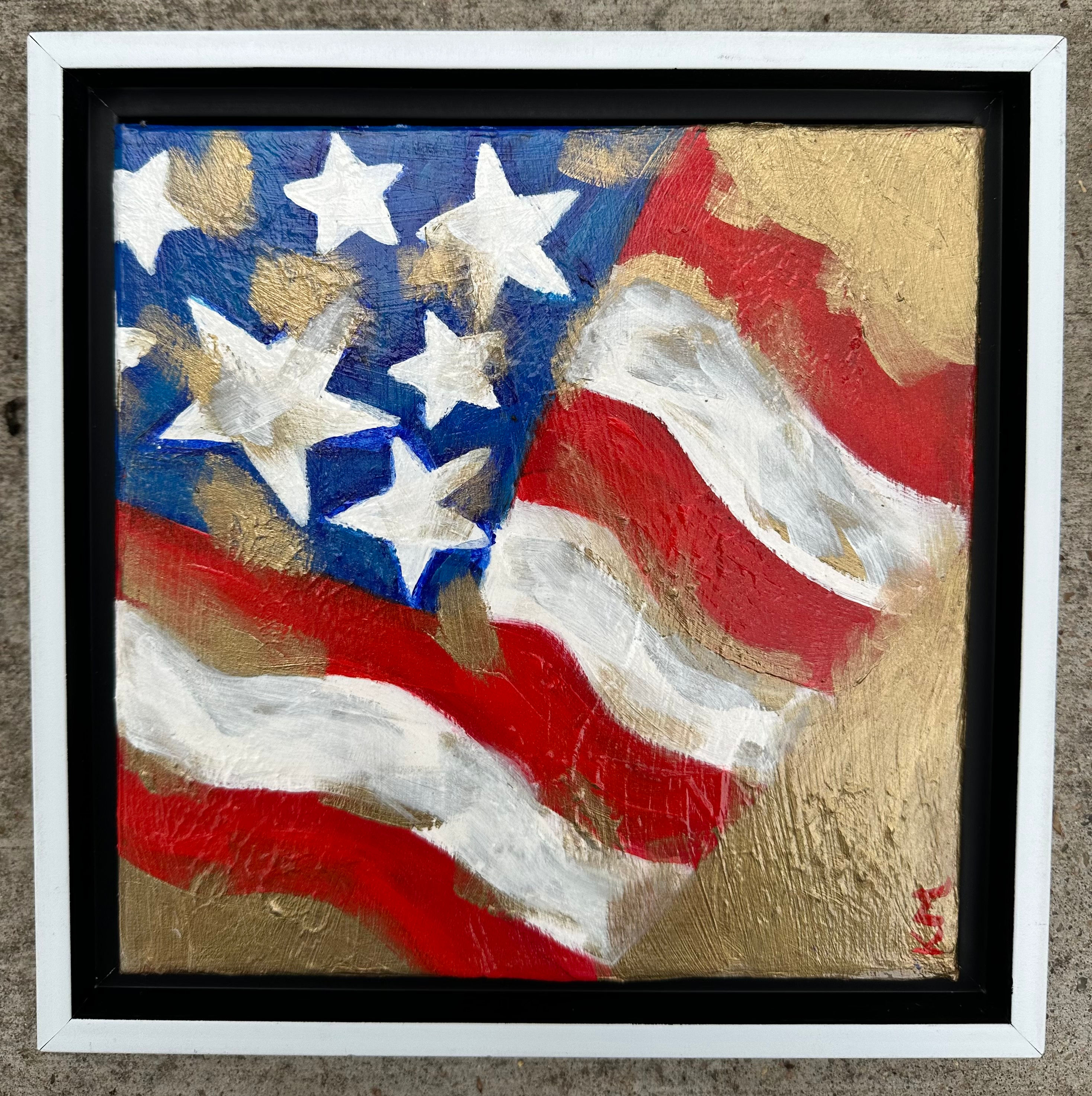 Abstract Old Glory #1 - Original Painting Floater Framed
