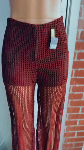 Miniatura: Mesh Overlay Pants  In Red 