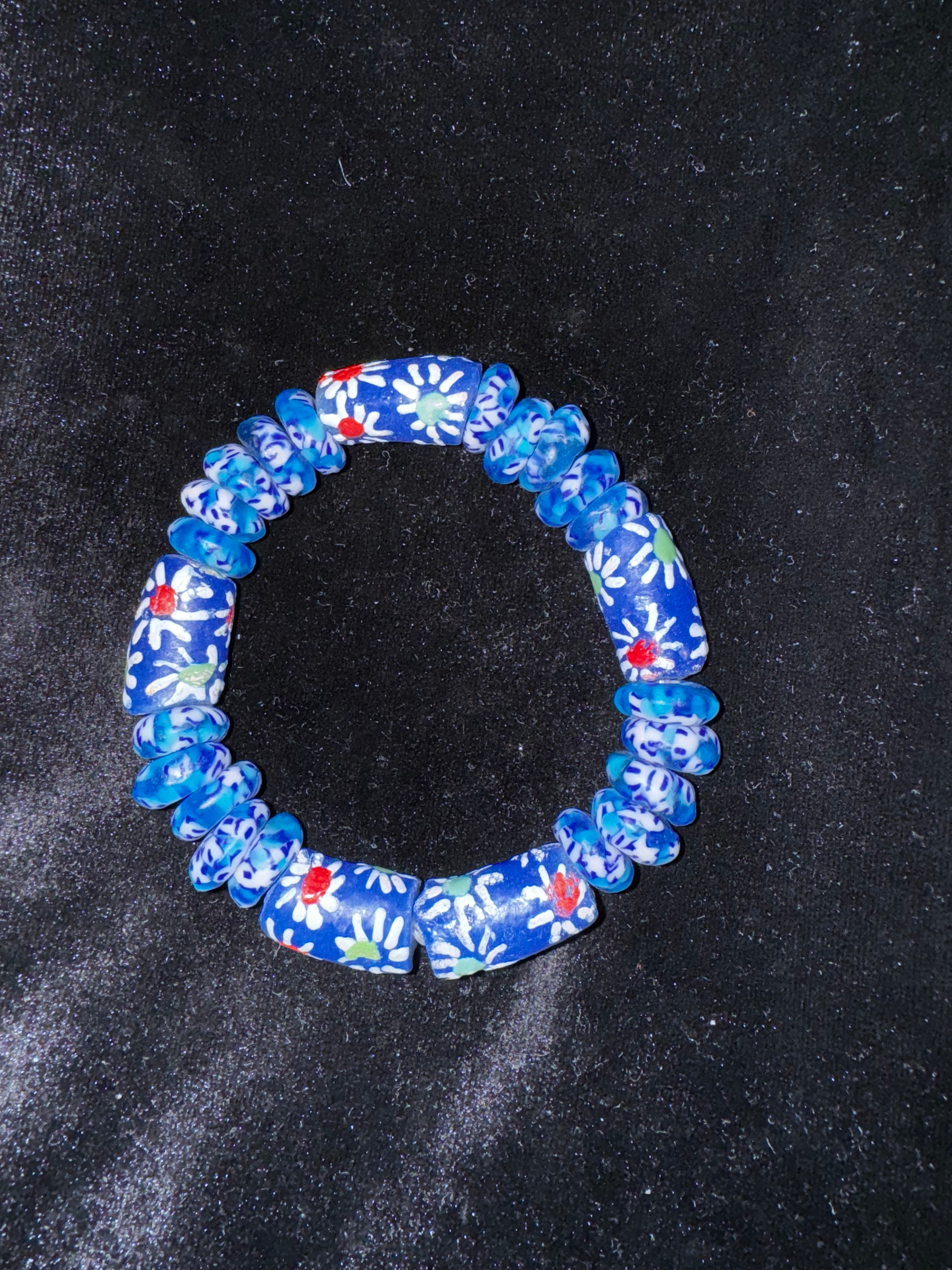 Blue/ Red/ Yellow/ White/ Green glass bracelet