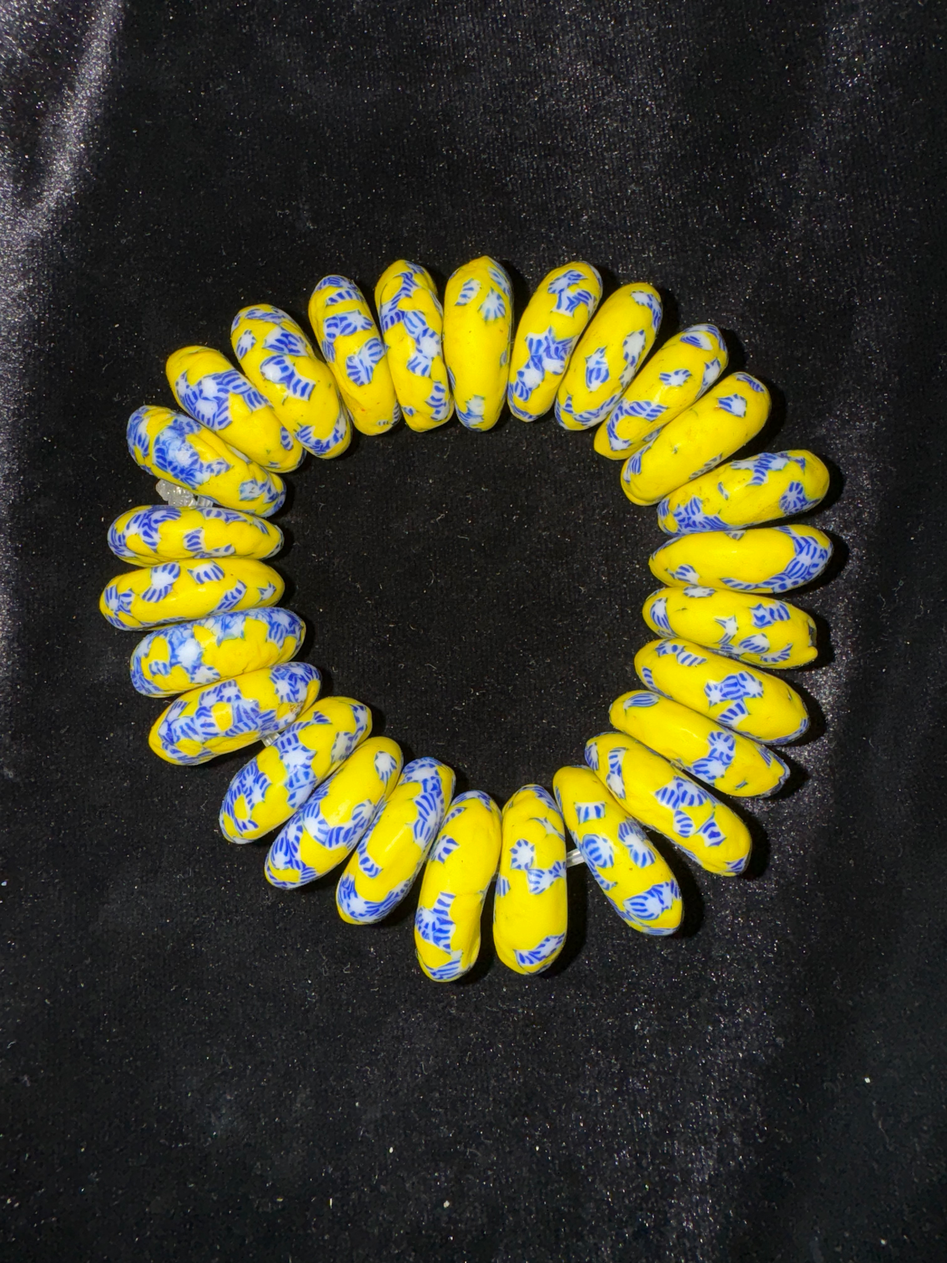 Yellow/ Blue/ White glass bracelet