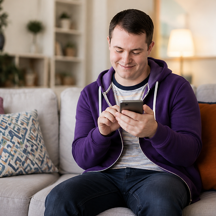 Man using a smartphone to access NDIS plan management information