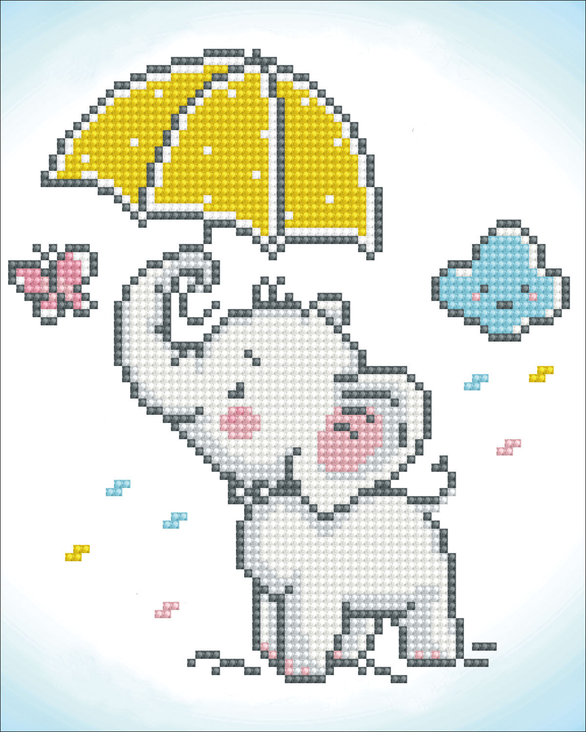 Diamond Painting Kit -Baby Elephant With Umbrella