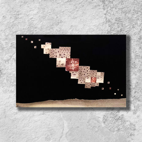 Un phare dans la nuit - Skantenn, artiste Lorient, création en cuir de poisson Pays de Lorient - Blandine Roudaut artiste Lorient - Tableau Lorient - Artiste Bretagne