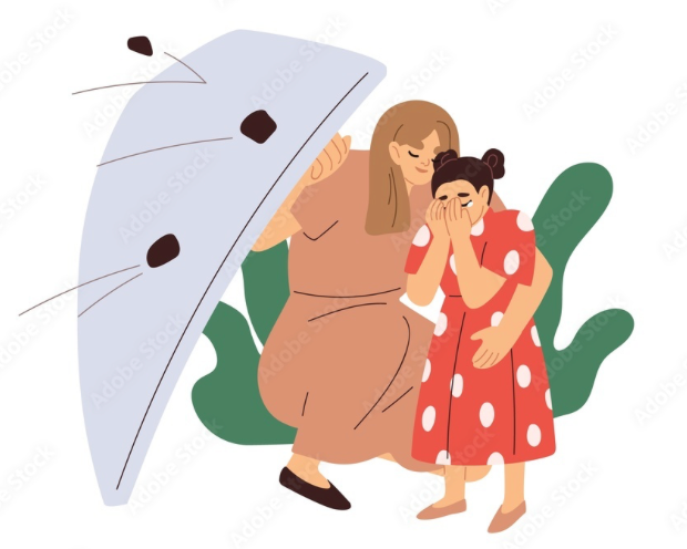 mom protecting child 