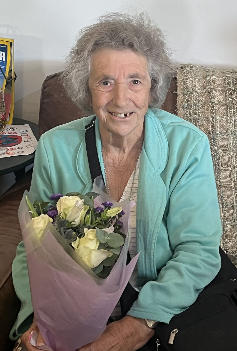 Pauline Miller with her flowers