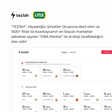"TEZISH" “OBA” ilə strateji tərəfdaşlığını elan edir!