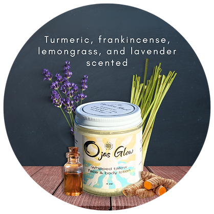 Product photo of grass fed beef whipped tallow face and body lotion. SoulSync Digital Media took this photo ad edited it.