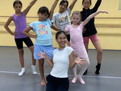 Group of young dancers and their instructor at Ballet Kukan Academy's summer dance camp.