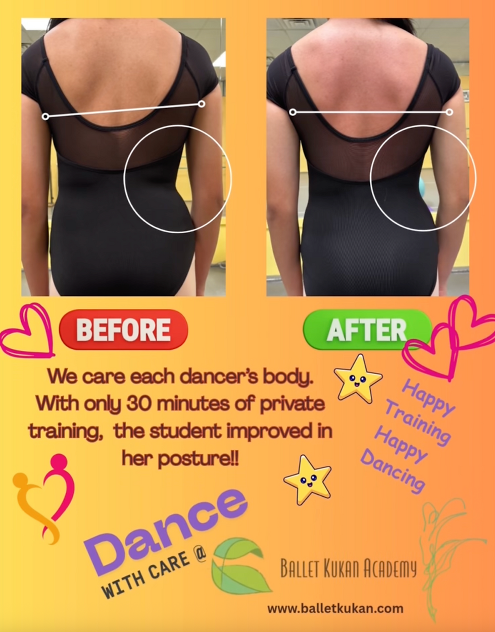 Before and After of posture alignment lesson
