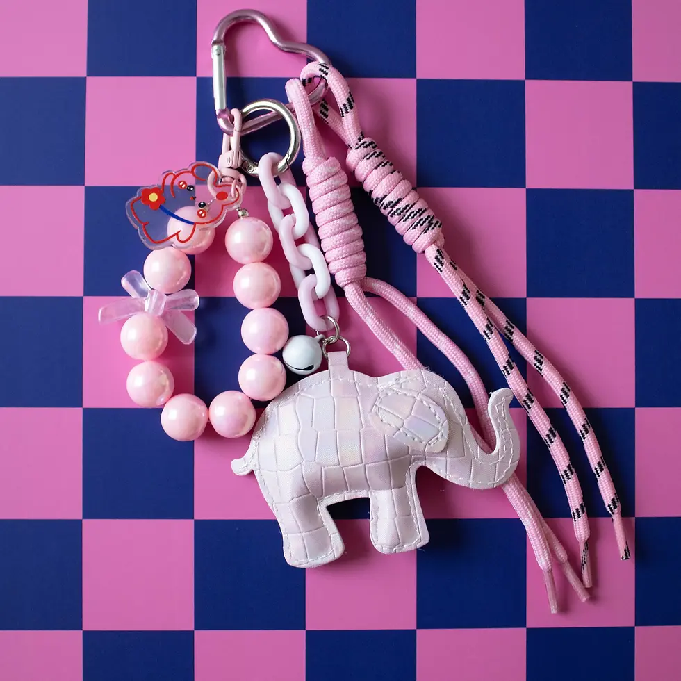 Bag Charm Elefant & Pearl Taschen-und Schlüsselanhänger Rosa