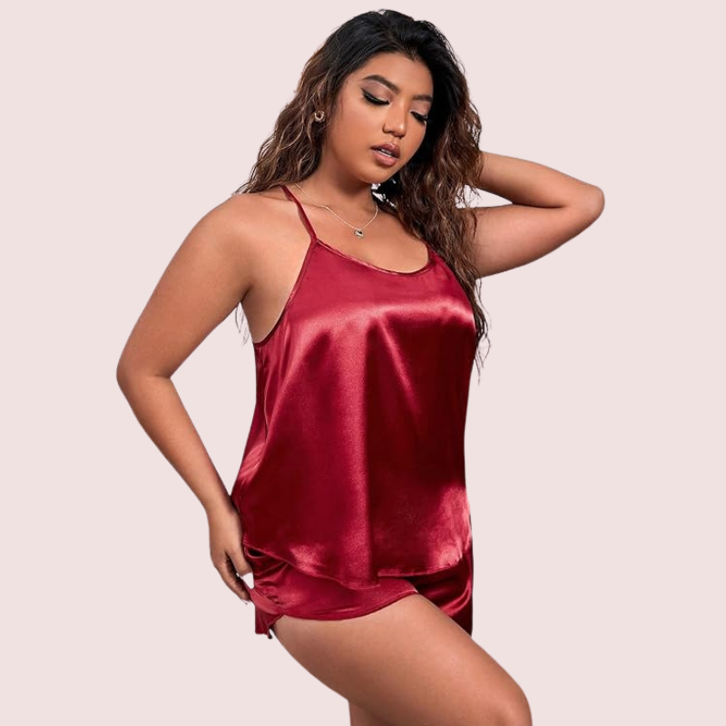 Thumbnail: Plus Size Women's Silk Cami and Shorts Set