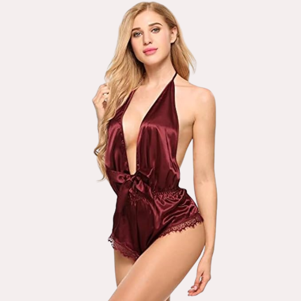 Thumbnail: 3-Seductive Red Satin Lingerie
