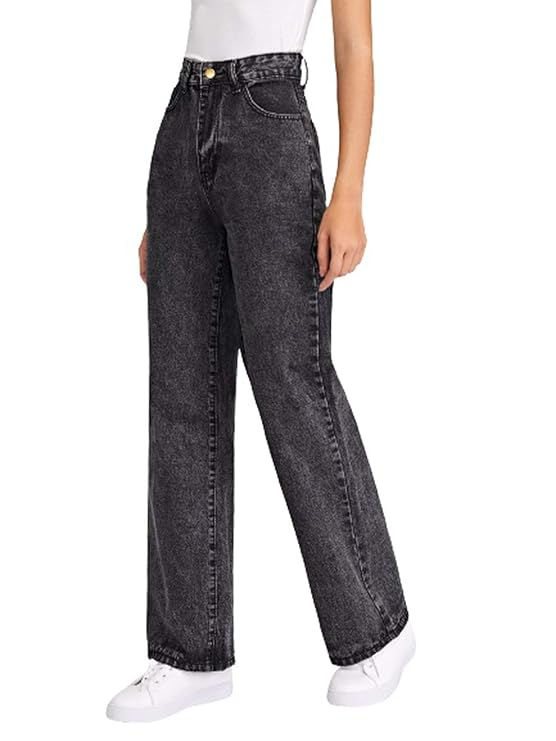 Thumbnail: Full-Length Cotton Lycra Casual Jeans with Button Closure