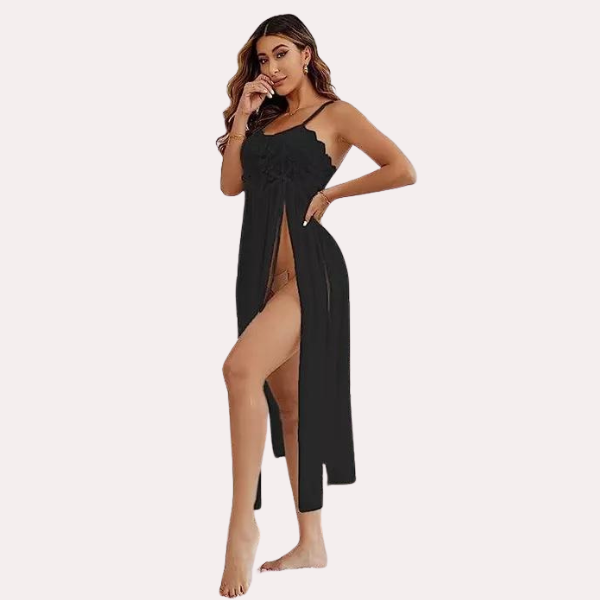 Thumbnail: 2-Romantic Black Babydoll Nightwear