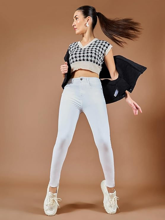 Thumbnail: Women Skinny Fit High Powder White Jeans