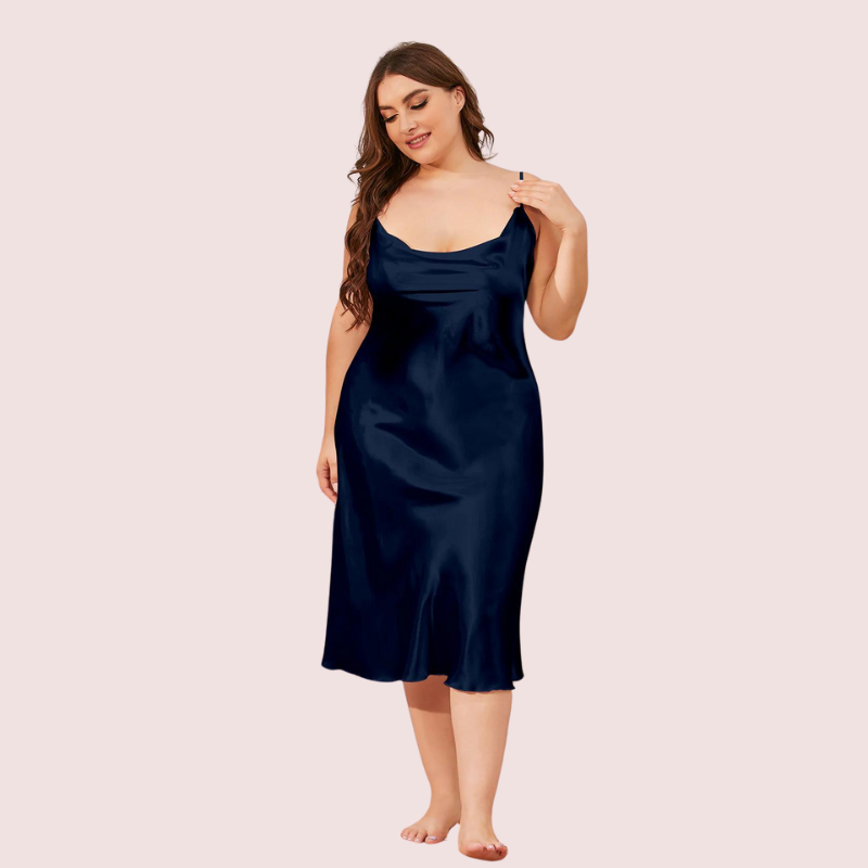 Thumbnail: 3-4XL 5XL Plus Size Satin Cowl Neck Dress