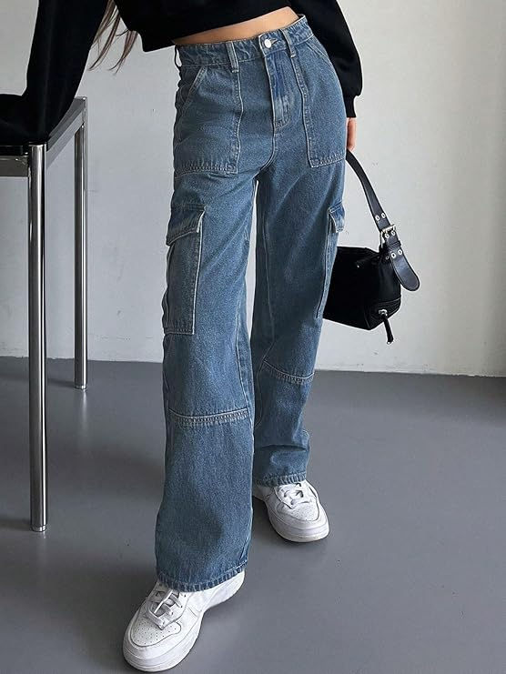 Thumbnail: Baggy Bootcut Denim Jeans